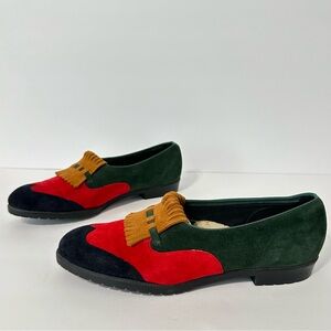 Vintage Loafers Artsy Art to Wear Maximalist Dopamine Kiltie Colorblock Sz 6.5
